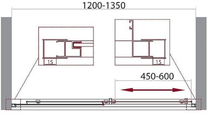 Душевая дверь BelBagno Unique 135 UNIQUE-BF-1-120/135-P-Cr профиль Хром стекло рифленое