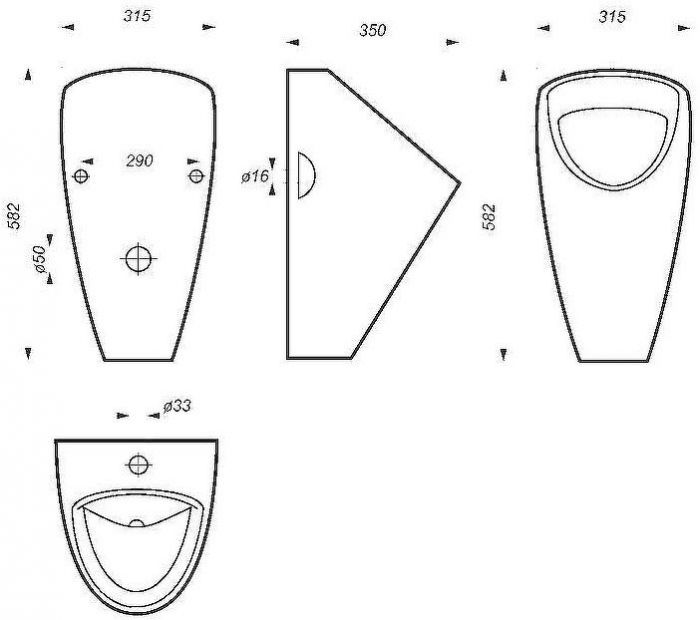 Писсуар Sanita Luxe Long PS/Long/Mech/WHT.G/S1 подвесной Белый