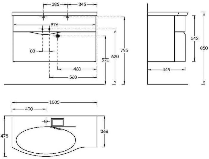 Тумба под раковину Kerama Marazzi Riva 100 L RV.100Lh\WHT.M подвесная Белая матовая