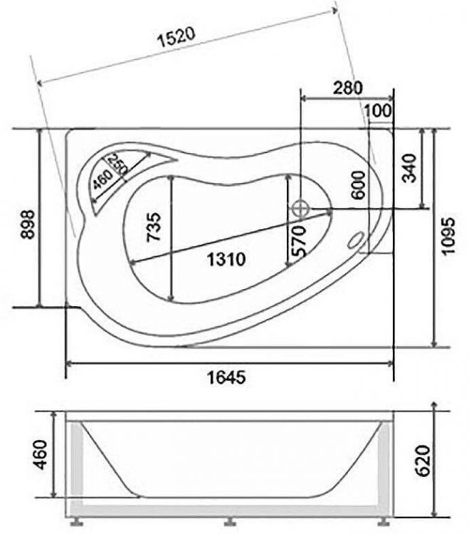 Акриловая ванна BellSan Сабина 165x110 L 4627171530387 без гидромассажа