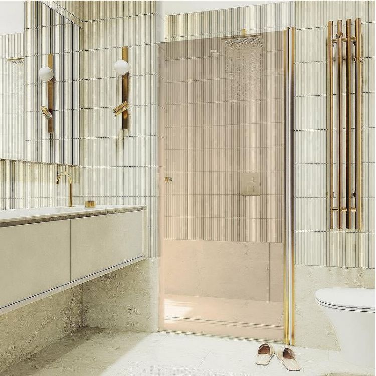 Душевая дверь Maybah Glass MGD-804-3 800x1980 на монопетле Золото стекло бронзовое