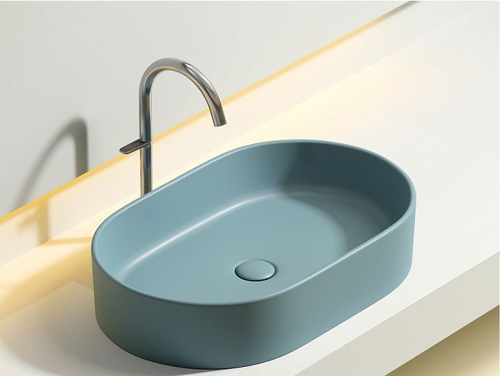 Умывальник CERAMICANOVA Element чаша накладная овальная (цвет Зеленый Матовый) CN6048MLG