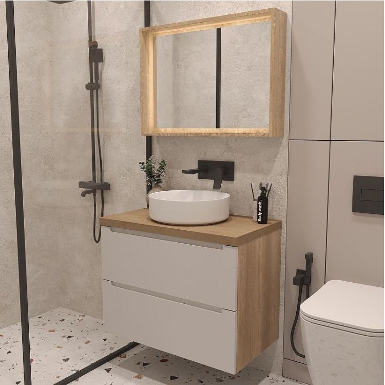 Зеркало ЗОВ Парма 80 PZD80 с подсветкой цвет Дуб медовый