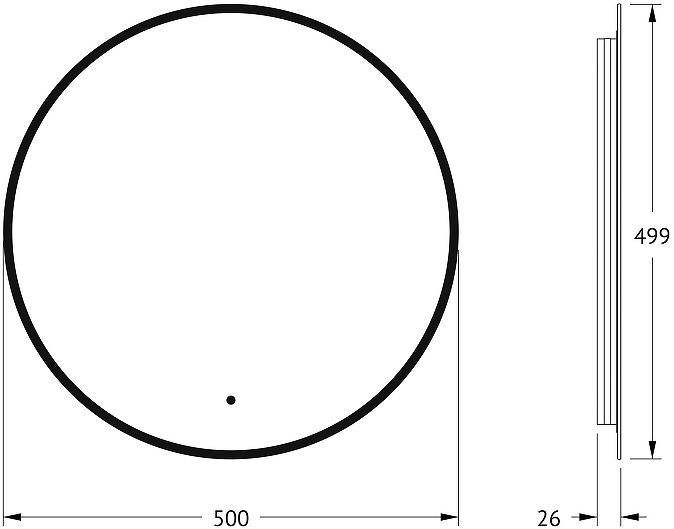 Зеркало Defesto Aura 50х50 DF 2992R с подсветкой 12W-3000K/ИК - выключатель/Теплый белый свет/Черная рама