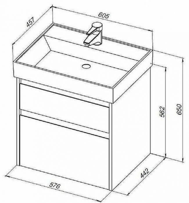 Тумба под раковину Aquanet Nova Lite 60 287884 подвесная Орех светлый