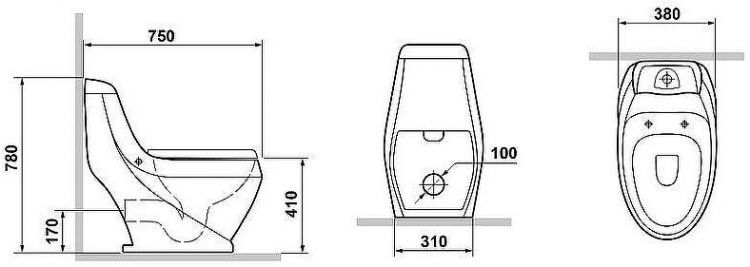 Унитаз моноблок Laguraty 2160AС с бидеткой с бачком и сиденьем Микролифт