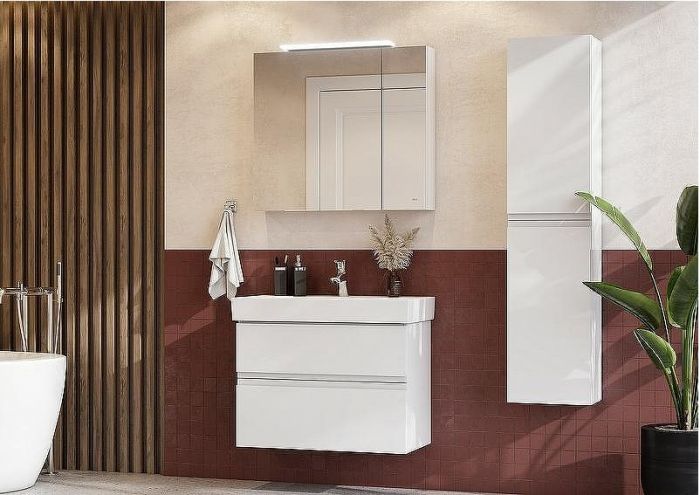 Зеркальный шкаф Roca Oleta 80 A857647501 с подсветкой Белый матовый