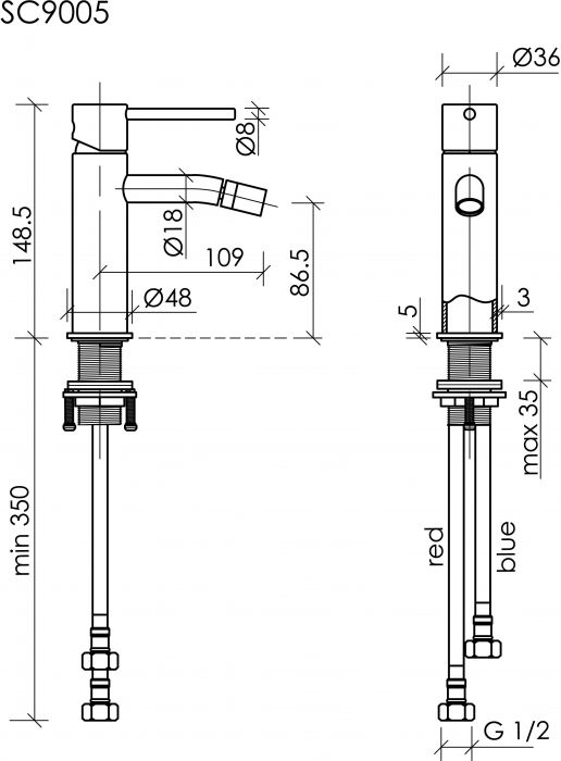 Смеситель для биде SANCOS Etna, хром, SC9005CH