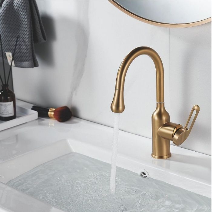 Смеситель для раковины Raffine F101G цвет Золотой сатин