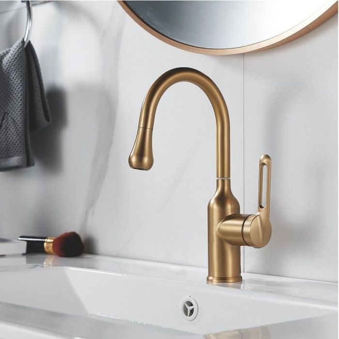 Смеситель для раковины Raffine F101G цвет Золотой сатин