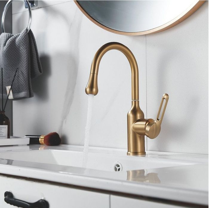 Смеситель для раковины Raffine F101G цвет Золотой сатин