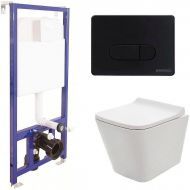 Комплект унитаза AQUAme AQM2004 с инсталляцией Berges Novum D5 040235 с сиденьем Микролифт и Черной матовой клавишей смыва