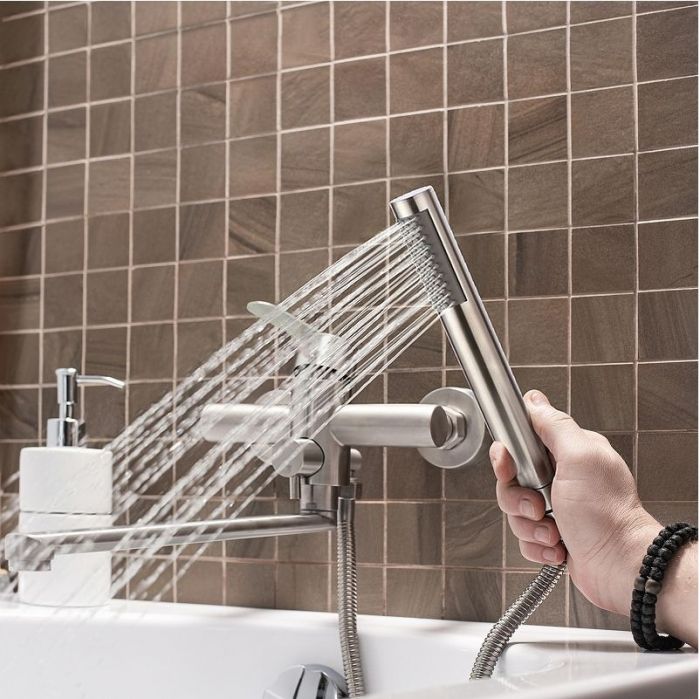 Смеситель для ванны Ростовская Мануфактура Сантехники SUS124-006EP универсальный Нержавеющая сталь