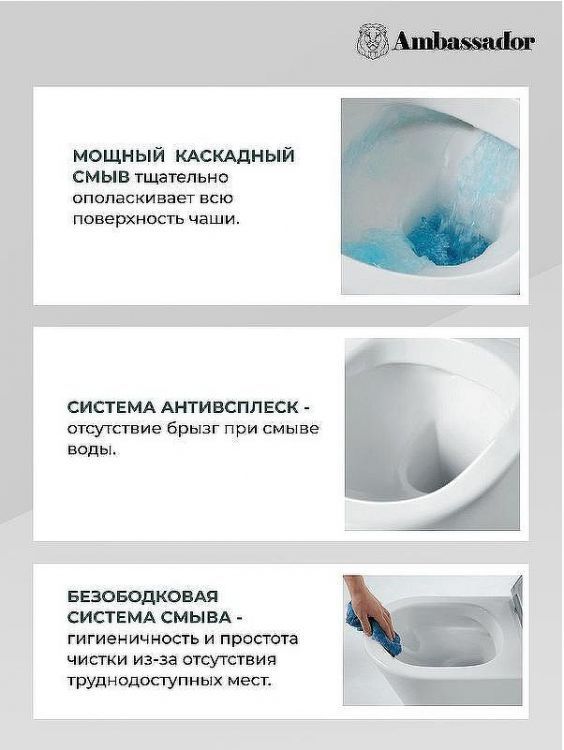 Унитаз Ambassador Elysium 183K19002RS подвесной с сиденьем Микролифт