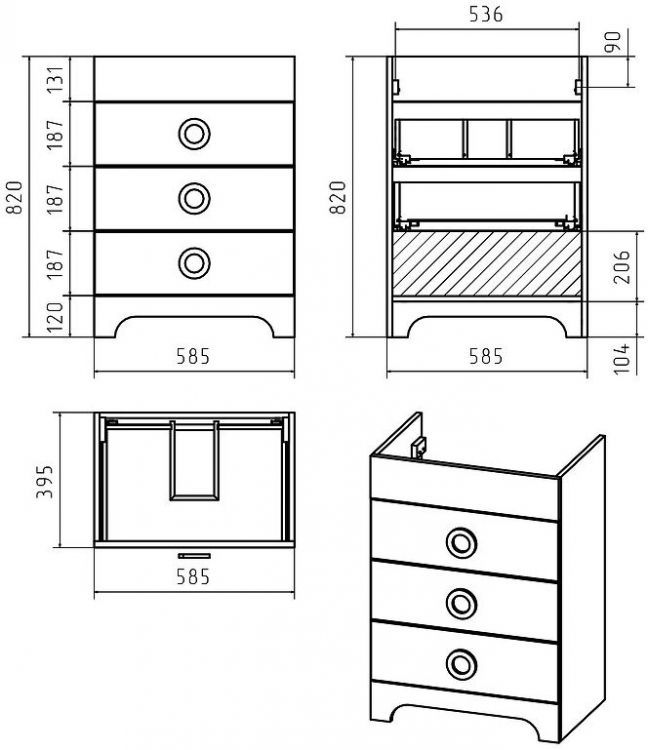 Тумба с раковиной Misty Лейла 60 УТ000011634 Белая