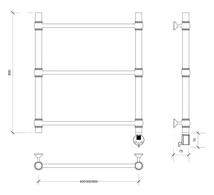 Полотенцесушитель электрический Secado Флоренция 1 60x60 графит