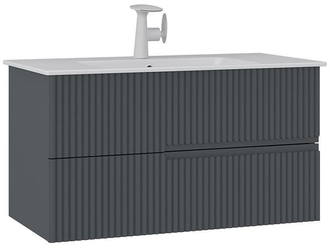 Тумба с раковиной Orka Moonlight 90 5003445 подвесная цвет Антрацит матовый