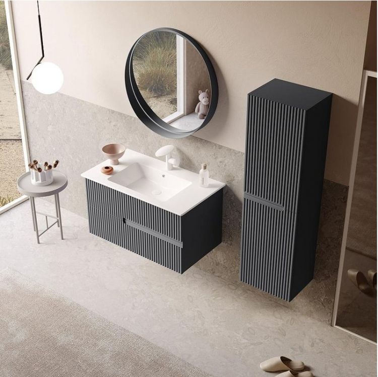 Тумба с раковиной Orka Moonlight 90 5003445 подвесная цвет Антрацит матовый