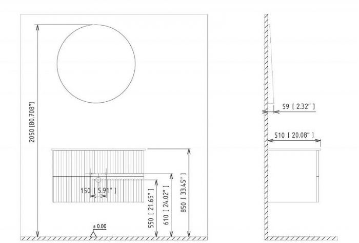 Тумба с раковиной Orka Moonlight 90 5003445 подвесная цвет Антрацит матовый