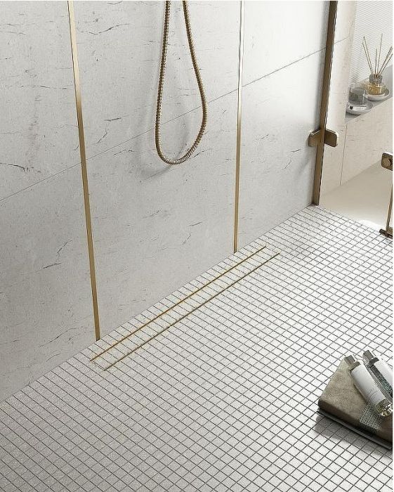 Душевой лоток Timo Drain System 90 DS230209/17 с решеткой Золото матовое / под плитку