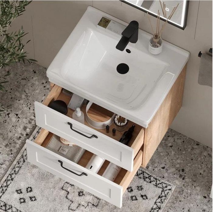 Тумба под раковину Equil Lago 60 tpLAGO60.2Y-04 подвесная цвет Белый Дуб сонома