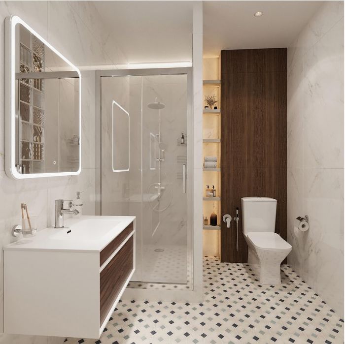 Комплект мебели для ванной STWORKI Вестервик 70 MV-643680 подвесной цвет Орех каньон