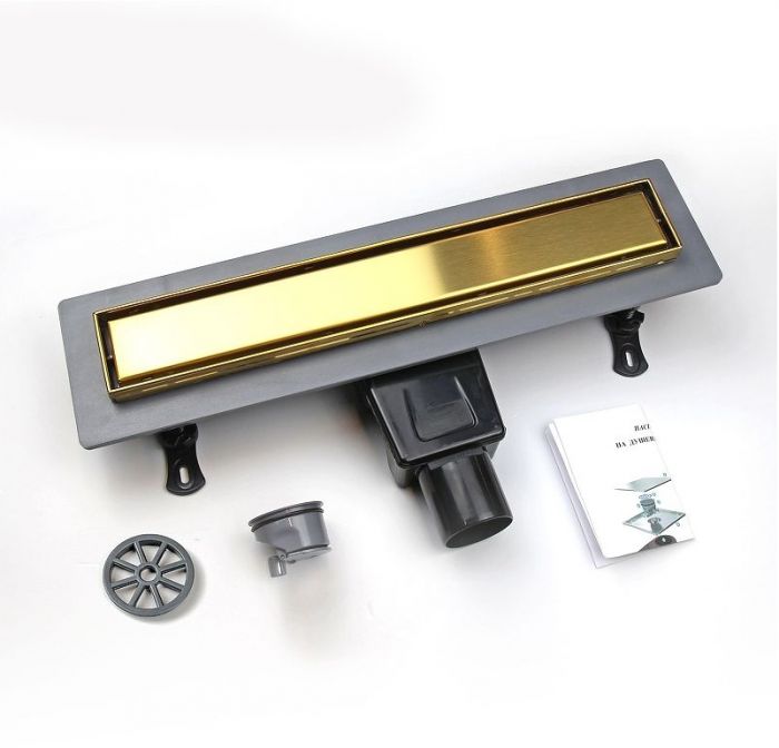 Душевой лоток RGW Drain Leo-31Gb-40 60213140-06 с решеткой Золото брашированное / под плитку