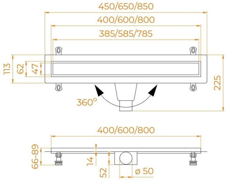 Душевой лоток RGW Drain Leo-31Gb-40 60213140-06 с решеткой Золото брашированное / под плитку