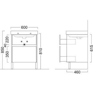 Тумба под раковину Kerama Marazzi Buongiorno 60, корпус белый, фасад дуб санома (BG.60.2\OAK)