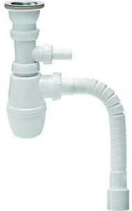 Сифон для кухонной мойки Wirquin Минор 30718030 с отводом для стиральной или посудомоечной машины Нержавеющая сталь