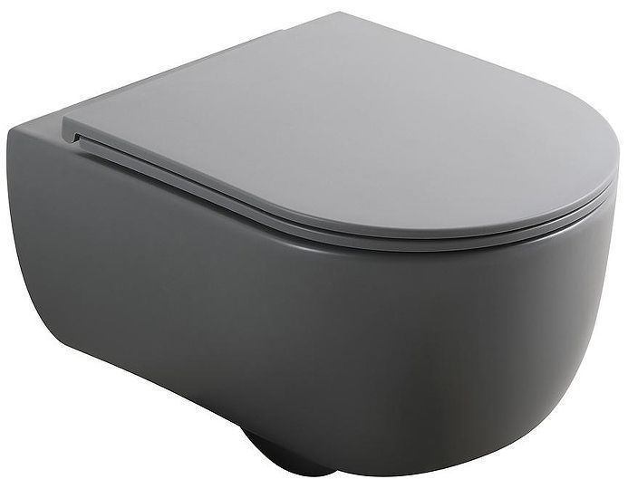 Унитаз Veconi Rino VRI-49TGR подвесной цвет Серый матовый с сиденьем Микролифт