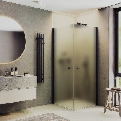 Душевой уголок Maybah Glass MGY-1293-6 800x800x1980 на монопетлях Черный стекло сатиновое