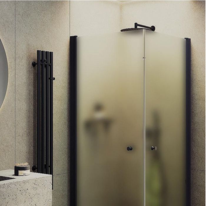 Душевой уголок Maybah Glass MGY-1293-6 800x800x1980 на монопетлях Черный стекло сатиновое