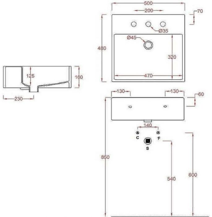 Раковина Artceram Quadro 50 QUL002 01 00 Белая глянцевая