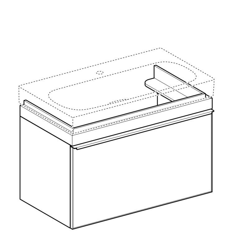 Тумба под раковину Geberit Citterio 88.4x55.4x50.4, темный дуб, черное стекло [500.559.JJ.1]