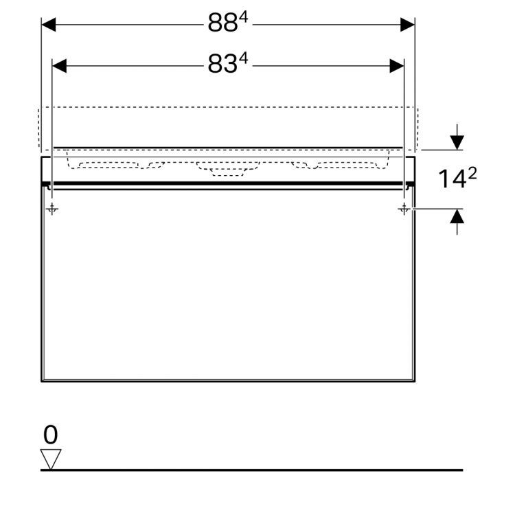 Тумба под раковину Geberit Citterio 88.4x55.4x50.4, темный дуб, черное стекло [500.559.JJ.1]