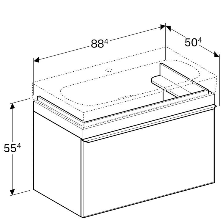 Тумба под раковину Geberit Citterio 88.4x55.4x50.4, темный дуб, черное стекло [500.559.JJ.1]