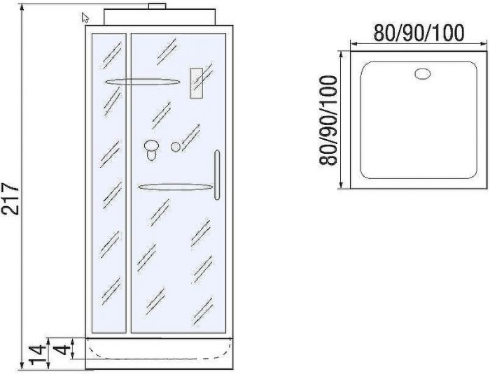 Душевая кабина River Tana 80x80 10000003114 с поддоном