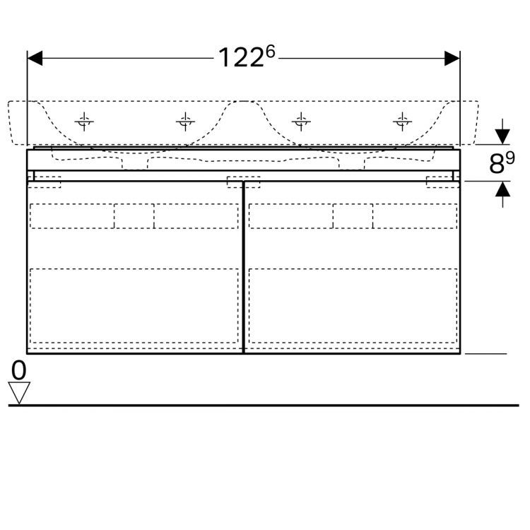 Тумба под раковину Geberit Renova Nr. 1 Plan , 123x44, белый глянец [869130000]