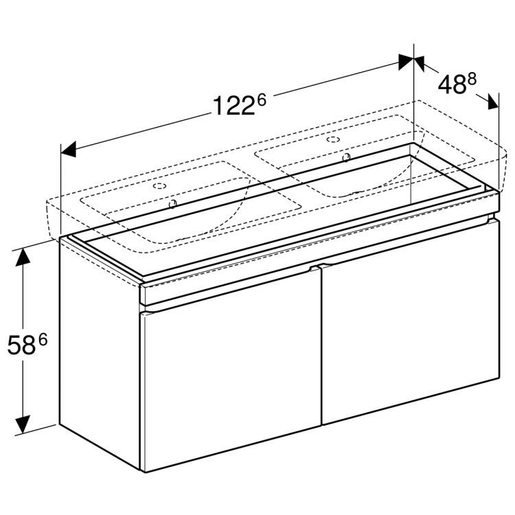 Тумба под раковину Geberit Renova Nr. 1 Plan , 123x44, белый глянец [869130000]