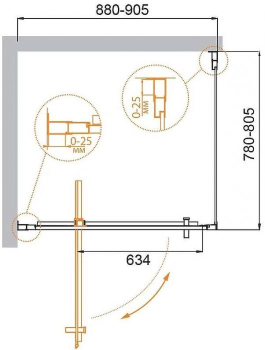 Душевой уголок Cezares Molveno 90x80 MOLVENO-AH-1-90/80-C-Cr-IV профиль Хром стекло прозрачное