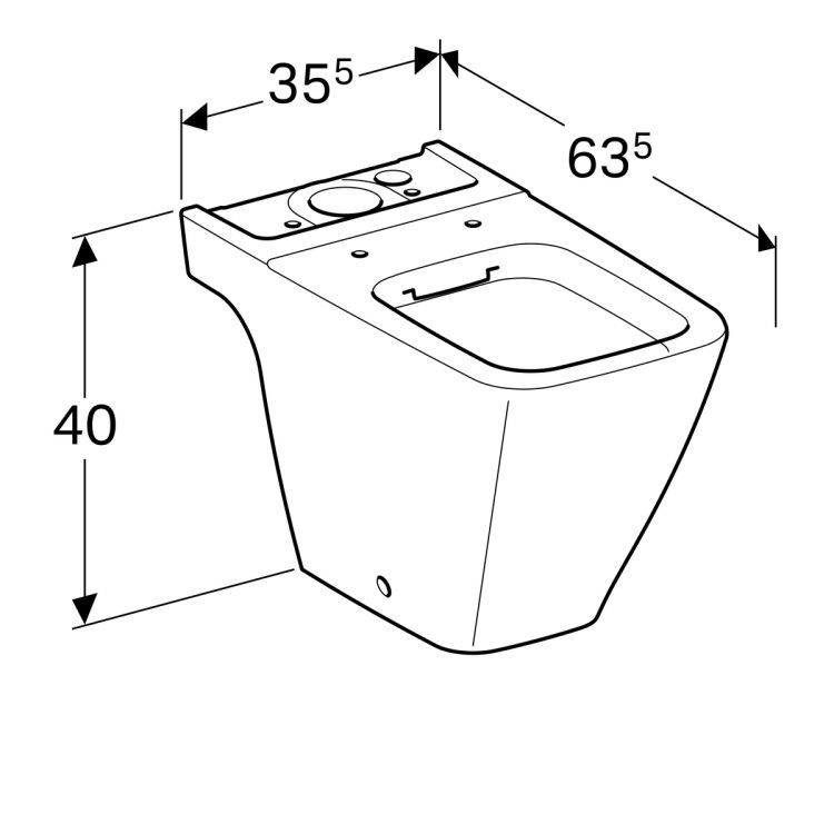 Чаша унитаза напольного безободковая Geberit iCon Square Rimfree®, T=63.5cm, белый [200930000]