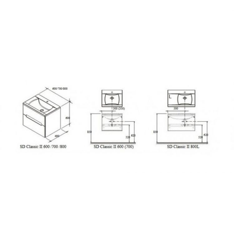 Тумба для раковины 80 см Ravak SD Classic II X000000910 L, белый Тумба для раковины 80 см Ravak SD Classic II X000000910 L, белый