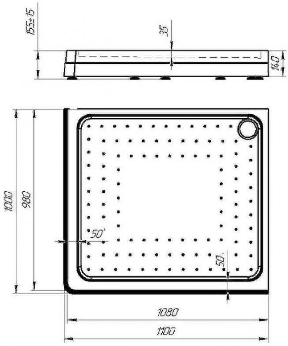 Акриловый поддон для душа Radomir 110x100x17 R 1-11-0-2-0-123 Белый