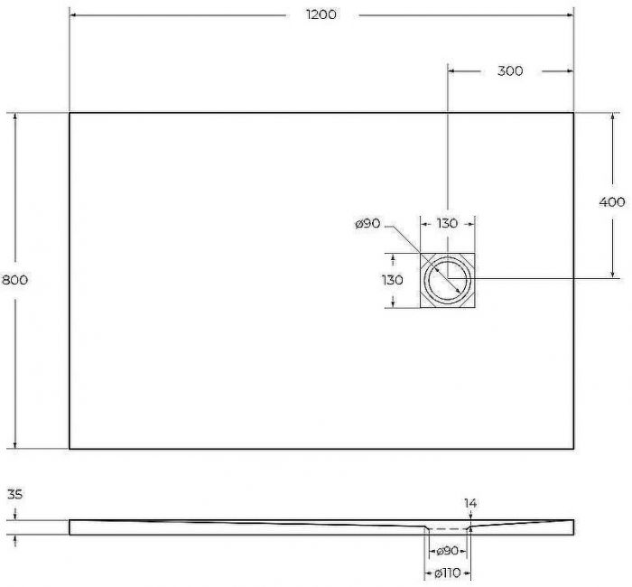 Душевой поддон из искусственного камня BelBagno Uno 120x80 TRAY-MR-UNO-AH-120/80-35-NERO-CR Черный матовый