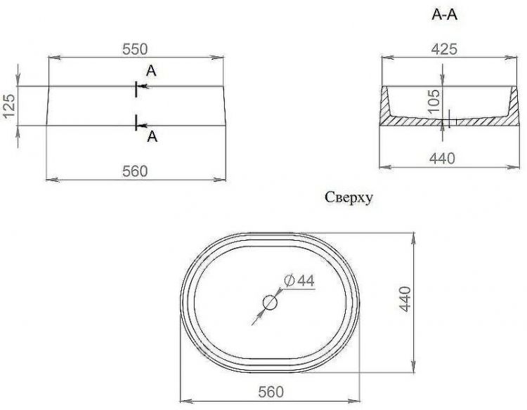 Раковина-чаша Salini Gloria 10 56 1102211M Белая матовая