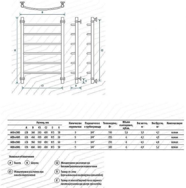 Водяной полотенцесушитель Energy Classic 600x400 EWTRCLASS06040R905M Черный матовый