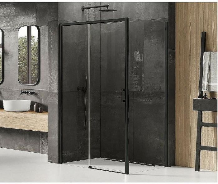 Душевой уголок New Trendy Prime Black 130х100 L D-0322A/D-0130B профиль Черный стекло прозрачное