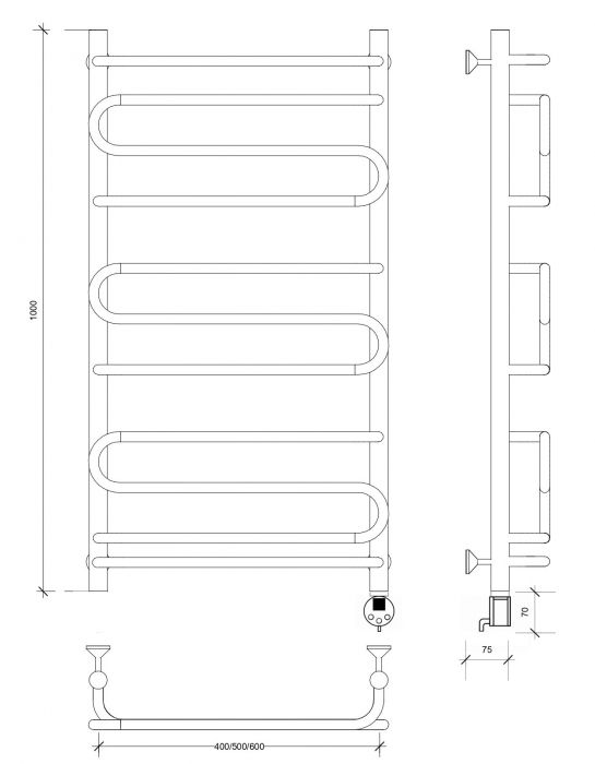 Полотенцесушитель электрический Secado Валенсия 2 100x50 хром