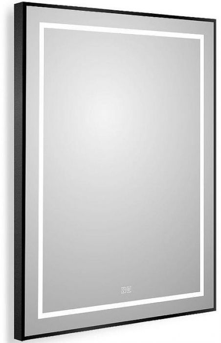 Зеркало BelBagno Kraft 70 SPC-KRAFT-700-900-LED-TCH-WARM-NERO с подсветкой Черное с сенсорным выключателем и подогревом